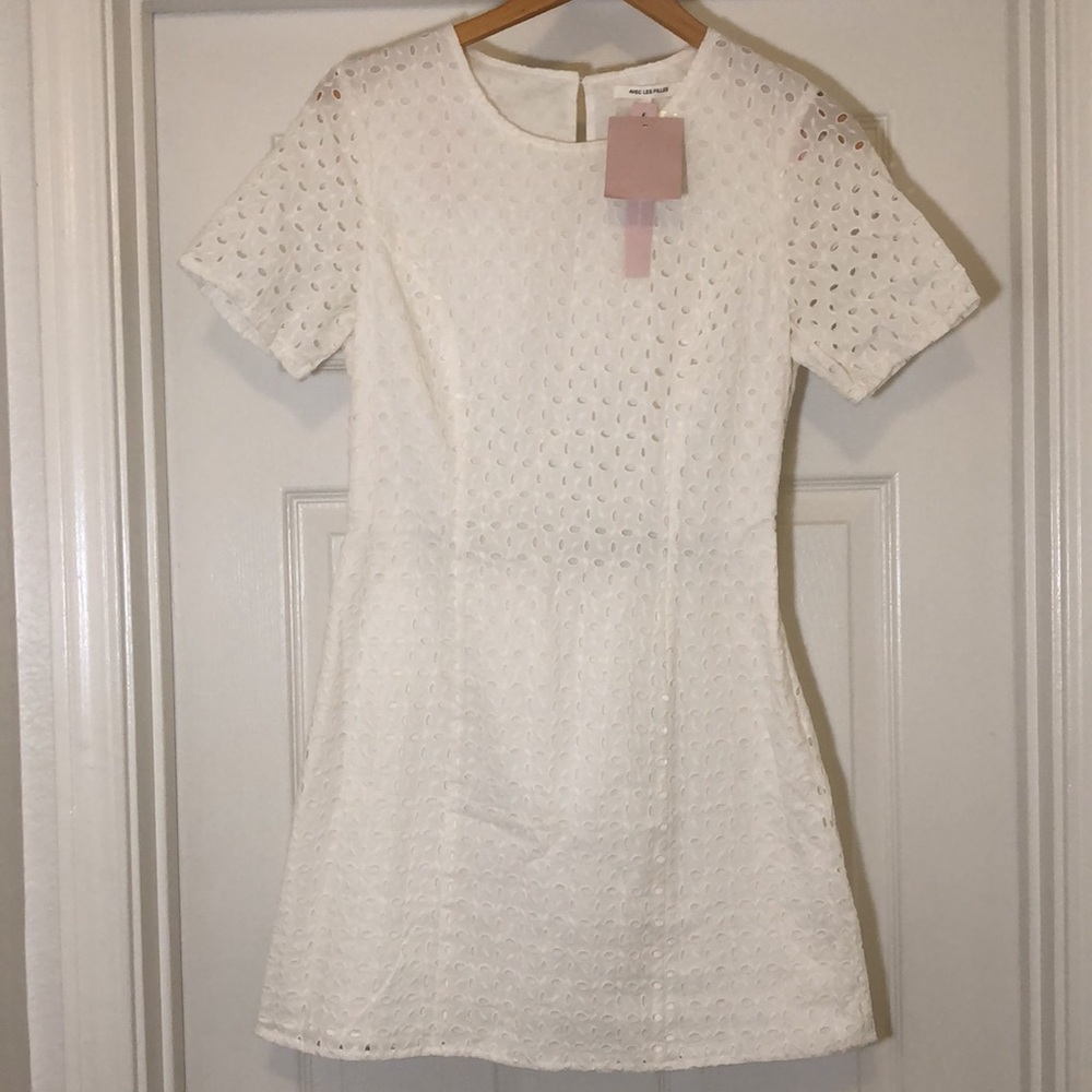 NWT White eyelet 100% cotton dress size S